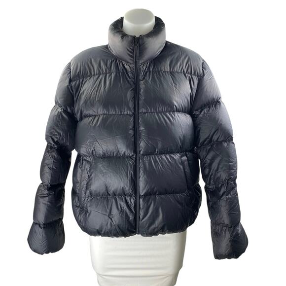Aritzia TNA Women's Black Zip Up Long Sleeve Packable Puffer Coat Jacket Size M - Picture 1 of 5